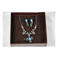 necklace and earrings set 4u size small blue necklace
