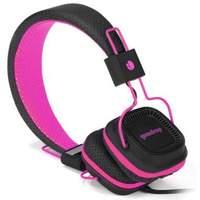 Ngs Pink Gumdrop Foldable Stereo Headphones With Built-in Microphone Fluorescent Pink/black (948287)