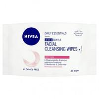 Nivea Daily Essentials 3 in 1 Gentle Cleansing Wipes for Dry Skin - Pack of 25 Wipes