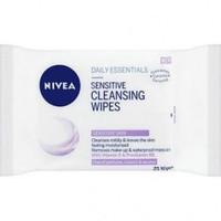 Nivea Daily Essentials 3 in 1 Gentle Cleansing Wipes for Sensitive Skin - Pack of 25 Wipes