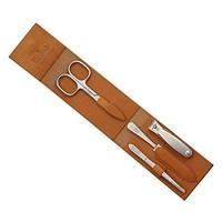 Niegeloh 4 Piece Luxury Stainless Steel Manicure Set in Tan Leather Pouch