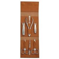 Niegeloh 7 Piece Luxury Stainless Steel Manicure Set in Tan Leather Pouch
