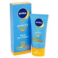 Nivea Sun Protect &amp; Bronze Face Sun Cream SPF50 High 50ml