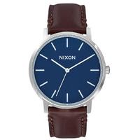 nixon porter leather watch navybrown