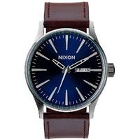 Nixon Sentry Leather Watch - Blue/Brown