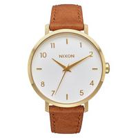 Nixon Arrow Womens Leather Watch - Gold/White/Saddle