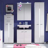 Nightlife Bathroom Set In White With High Gloss And Lighting