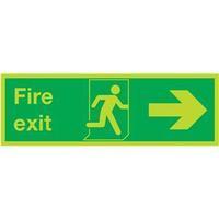 Niteglo Safety Sign Fire Exit Running Man Arrow Right (450x150mm) Polypropylene