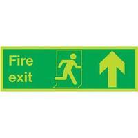 Niteglo Safety Sign Fire Exit Running Man Arrow Straight Up (450x150mm) Polypropylene