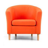 Nicole Orange Faux Leather Tub Chair NICOLE ORANGE FAUX LEATHER TUB CHAIR