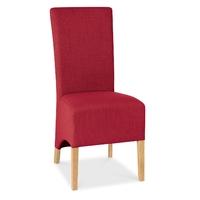 Nina Oak & Red Fabric Wing Back Dining Chairs - Pair