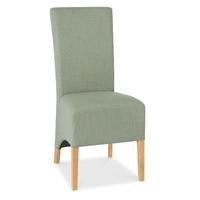 Nina Oak & Aqua Fabric Wing Back Dining Chairs - Pair