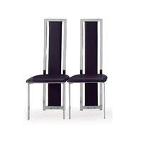 Nicole Dining Chair In Black Faux Leather in A Pair