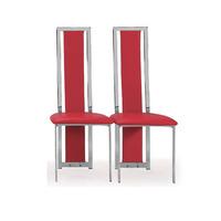 Nicole Dining Chair In Red Faux Leather in A Pair