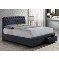 Nicolas Modern Fabric Bed In Charcoal With 2 Drawers