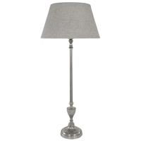 Nickel Candlestick Table Lamp with A 12inch Grey Linen Shade
