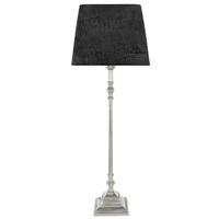 Nickel Tall Candlestick Table Lamp with 10inch Black Linen Crocodile Velvet Shade