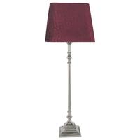Nickel Tall Candlestick Table Lamp with 10inch Red Crocodile Velvet Shade