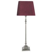 nickel tall candlestick table lamp with 10inch red crocodile velvet sh ...