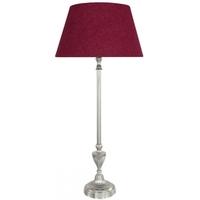 Nickel Candlestick Table Lamp with A 12inch Red Linen Shade