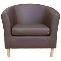 Nicole Brown Faux Leather Tub Chair