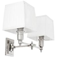 nickel wall lamp lexington double with white shade