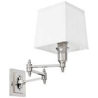 Nickel Wall Lamp Lexington Swing with White Shade