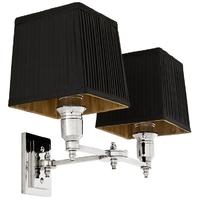 nickel wall lamp lexington double with black shade