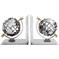 Nickel Bookend Globe (Set of 2)