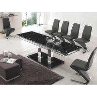 Nitro Large Rectangle Extending Glass Dining Table And 8 Chairs