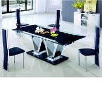 Nico Rectangle Extending Glass Dining Table And 8 Leather Chairs