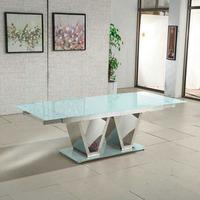 Nico Extending Glass Dining Table In White With Chrome Base