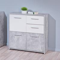 Nicole Compact Sideboard In Light Grey And White With 3 Doors