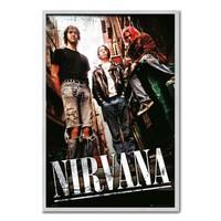 Nirvana Group Poster Silver Framed - 96.5 x 66 cms (Approx 38 x 26 inches)