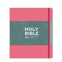 niv pink polka dot journalling bible with unlined margins