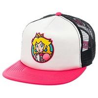 NINTENDO Super Mario Bros. Unisex Princess Peach Trucker Baseball Cap, White, One Size