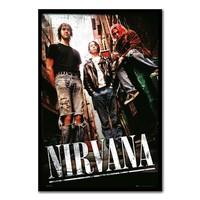 Nirvana Group Poster Black Framed - 96.5 x 66 cms (Approx 38 x 26 inches)