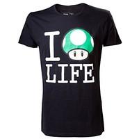 nintendo super mario bros i love mushroom life shirt medium black