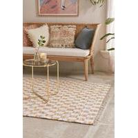 Nima 5x7 Garden Checked Rag Rug, ORANGE