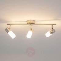 Nickel-coloured Tamia LED ceiling light, 3-bulb