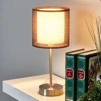 Nica bedside table lamp with brown fabric shade