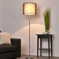 Nica  Floor lamp with fabric shade in brown