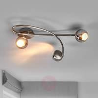 Nickel-coloured LED ceiling lamp Arvin, 3-bulb