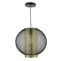 NIE0154 Niello Pendant Light In Black Mesh With Brushed Brass Mesh Inner