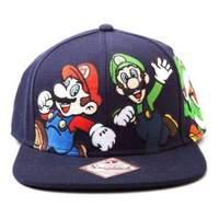 Nintendo Super Mario Bros. Mario Luigi Yoshi And Toad Snapback Baseball Cap Dark Blue (sb0fq1smb)
