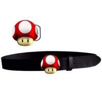 Nintendo Super Mario Bros. Red Powerup Mushroom Small Belt Black (bt132820ntn-s)