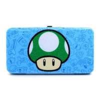 Nintendo Super Mario Bros. Girls 1-up Green Mushroom Hinged Purse Wallet Blue