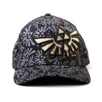 Nintendo Zelda Golden Link Symbol Flex Baseball Cap-Grey Logo All -over Pattern