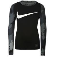 Nike Hyperwarm All Over Print Long Sleeve T Shirt Junior Boys