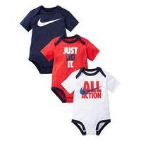 Nike Baby Boys Pack Of Three Bodysuits